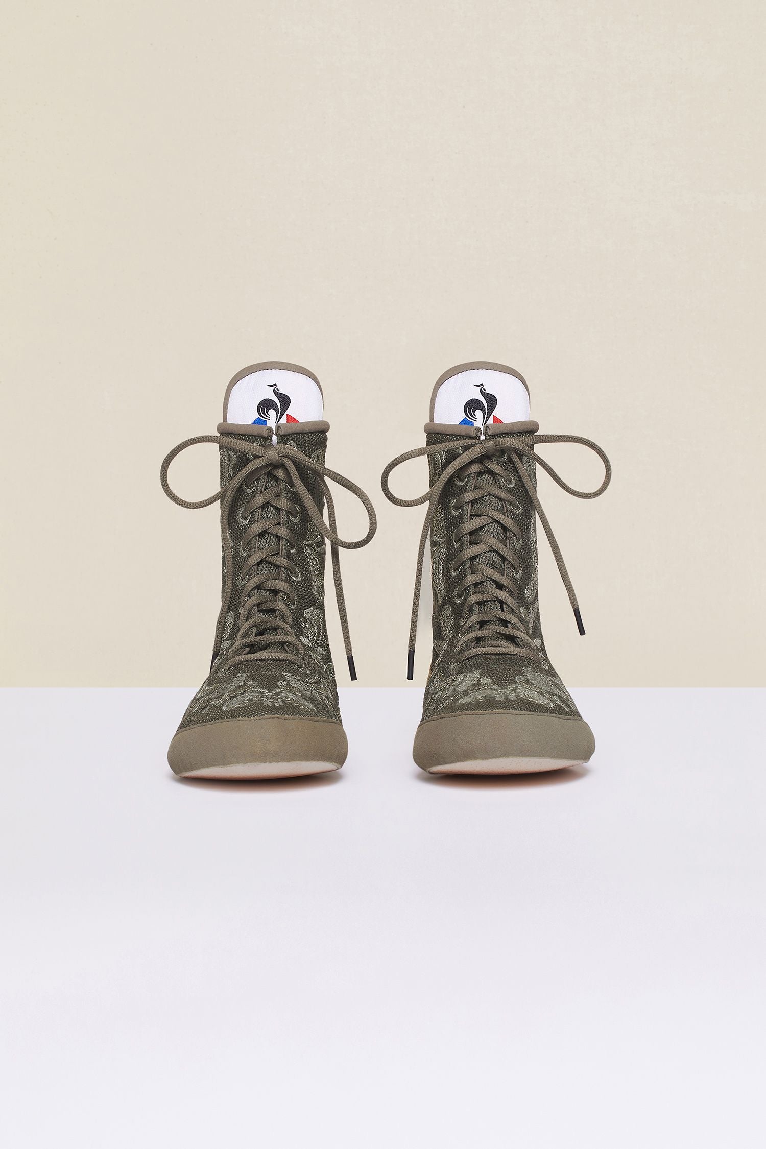 Baskets montantes brodées Patou x Le Coq Sportif - Kaki