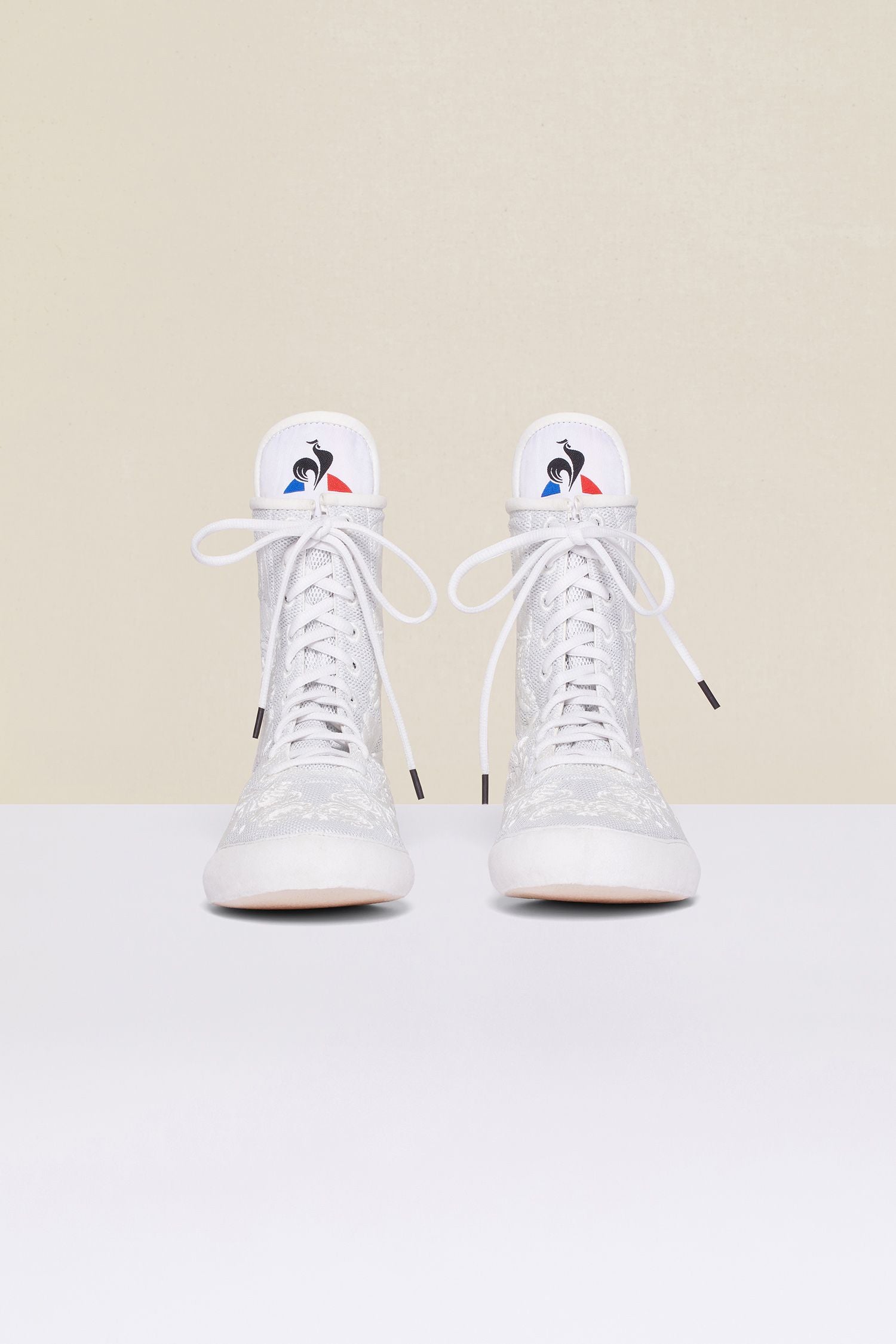 Patou x Le Coq Sportif Embroidered Hi-Top Sneakers - White