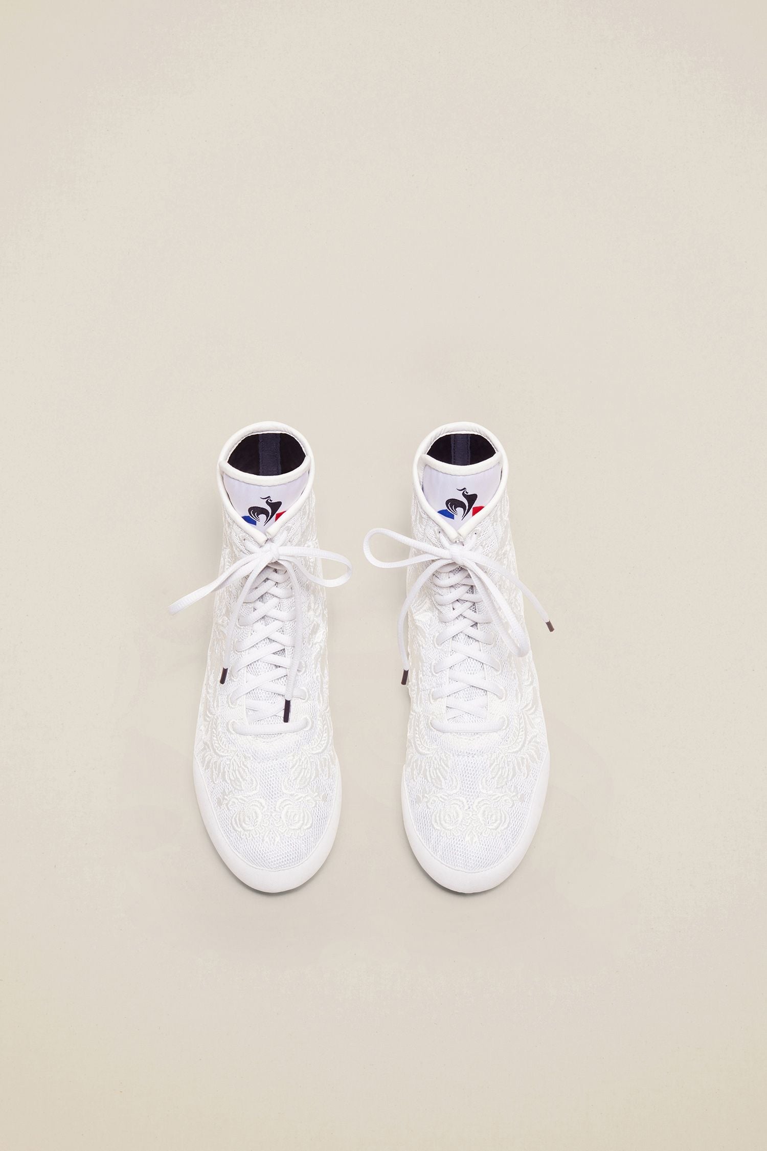 Patou x Le Coq Sportif Embroidered Hi-Top Sneakers - White