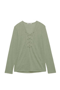 Tyhoa lace top in linen - Almond