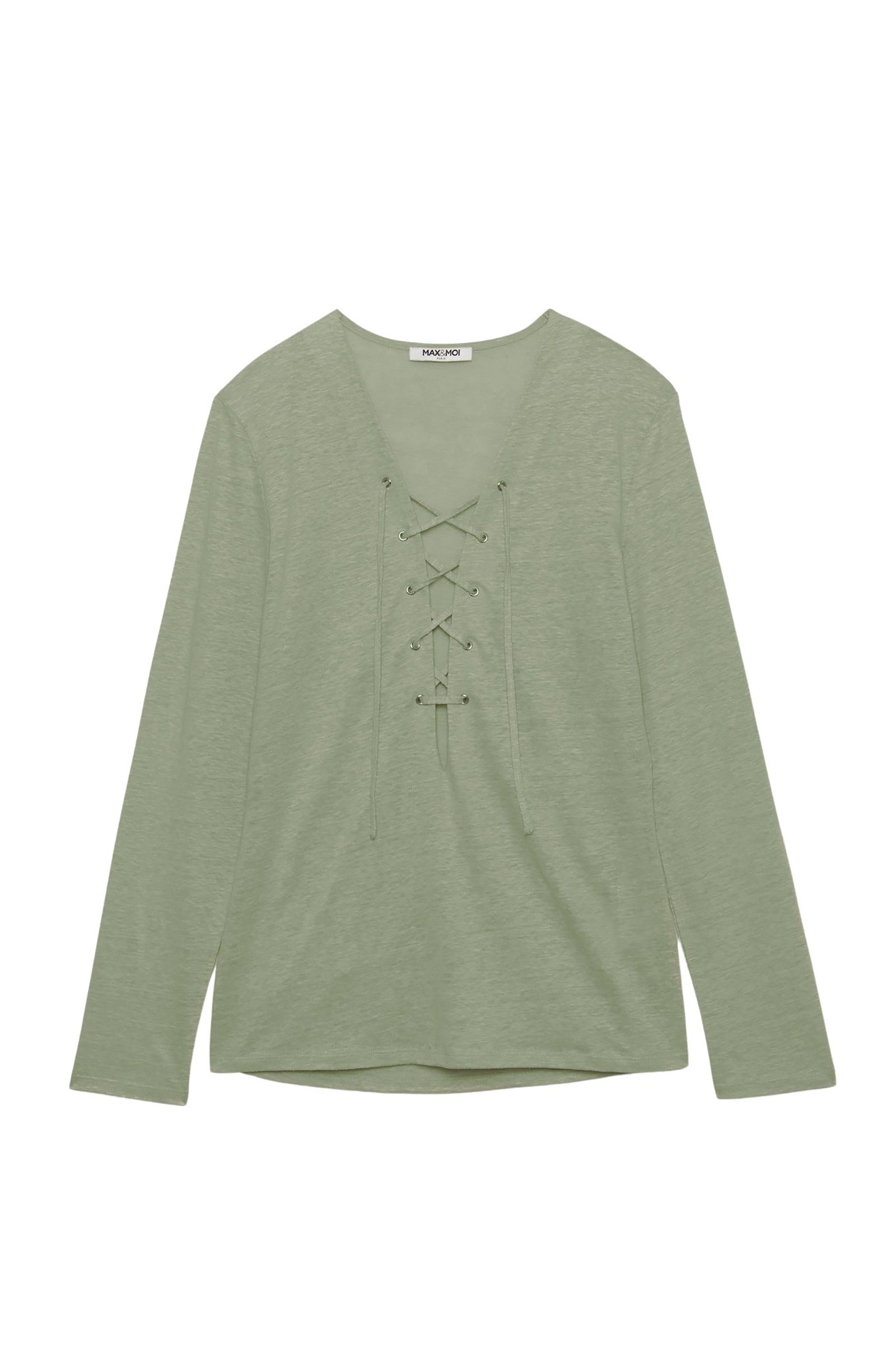 Tyhoa lace top in linen - Almond
