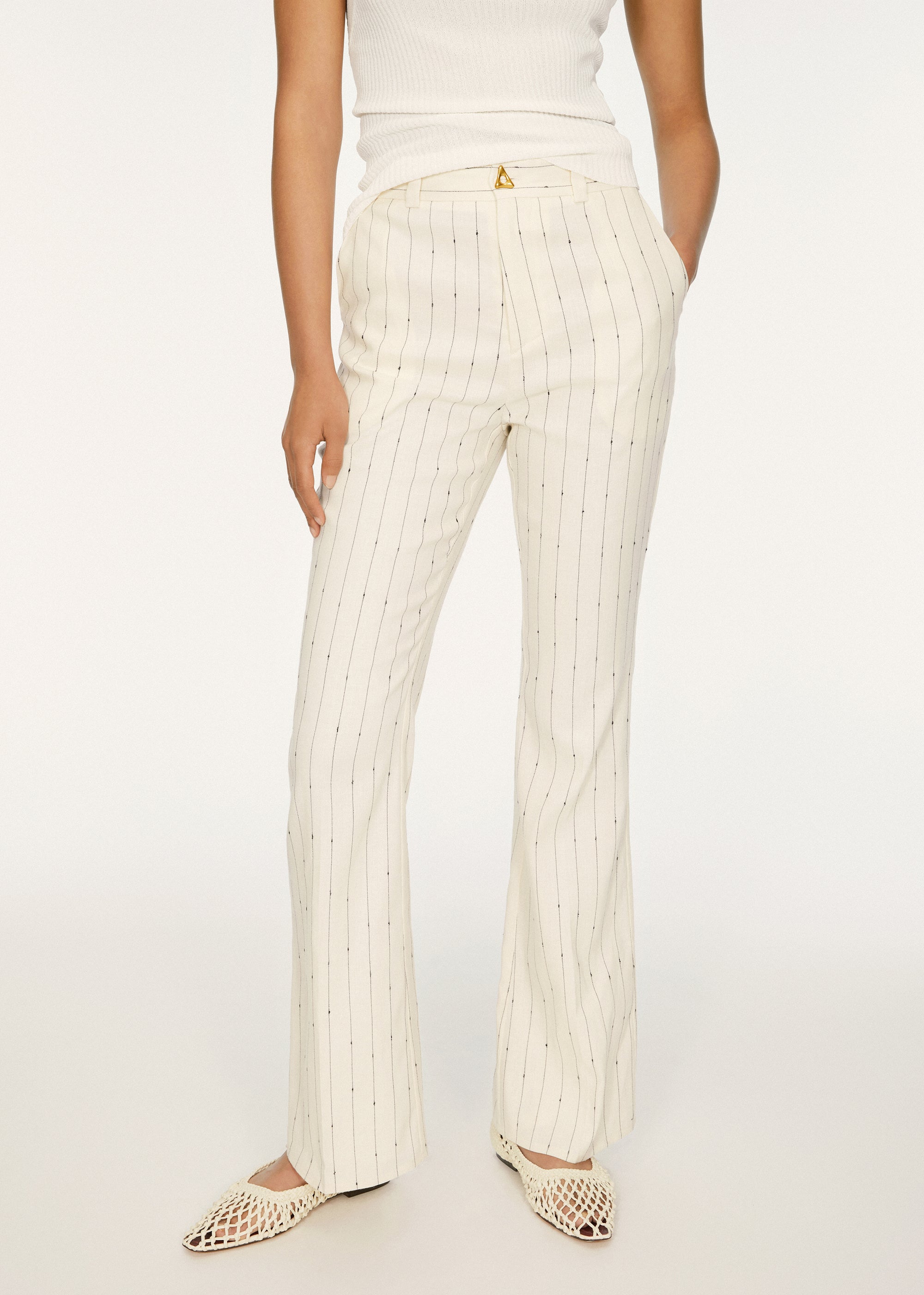 Pantalon Forest taille haute en lin - Off White