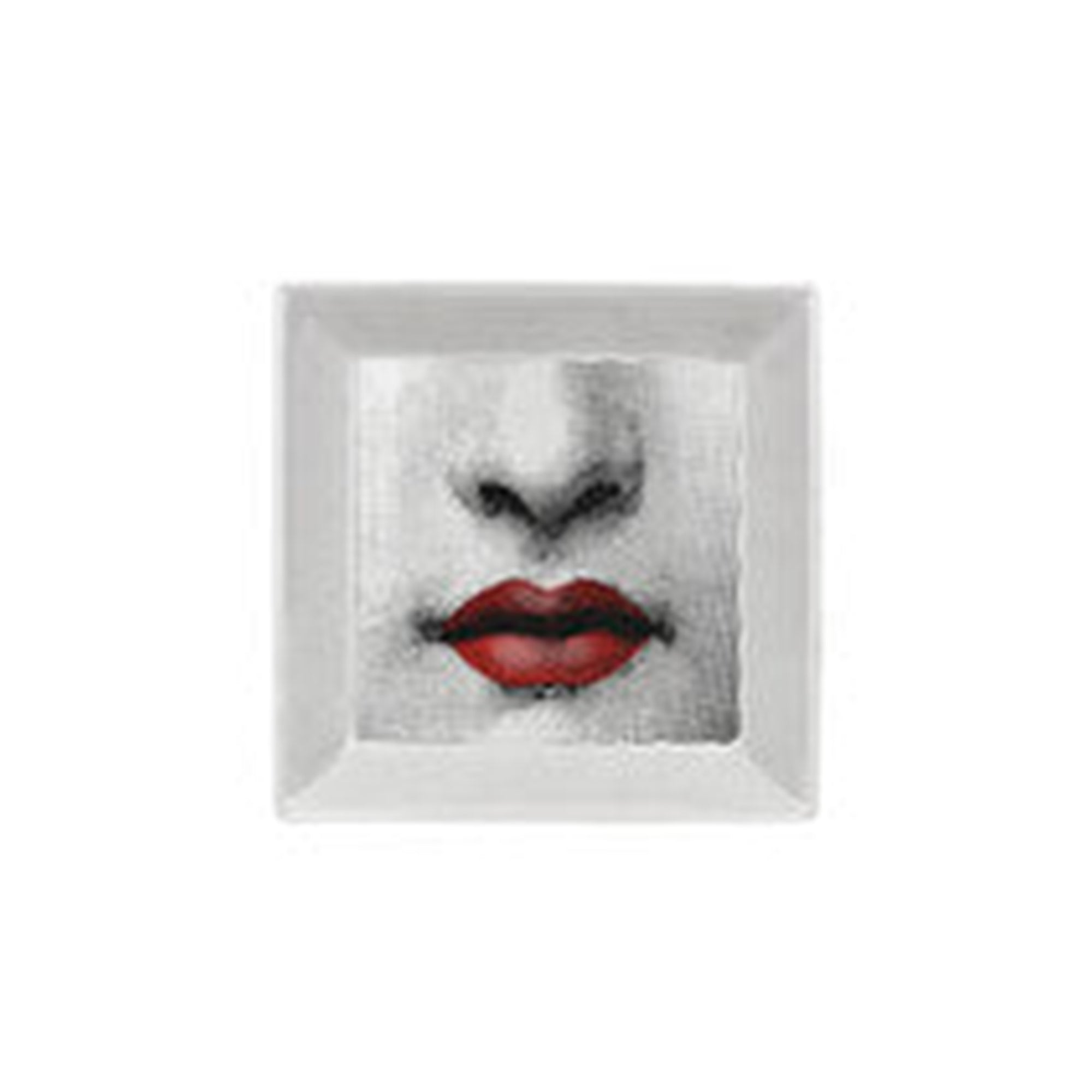 Tema e Variazioni n.397 square porcelain plate - Red & Black & White