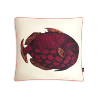 Pesci cushion - Ivory & Red