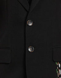 BLACK EMBROIDERED POCKET BLAZER