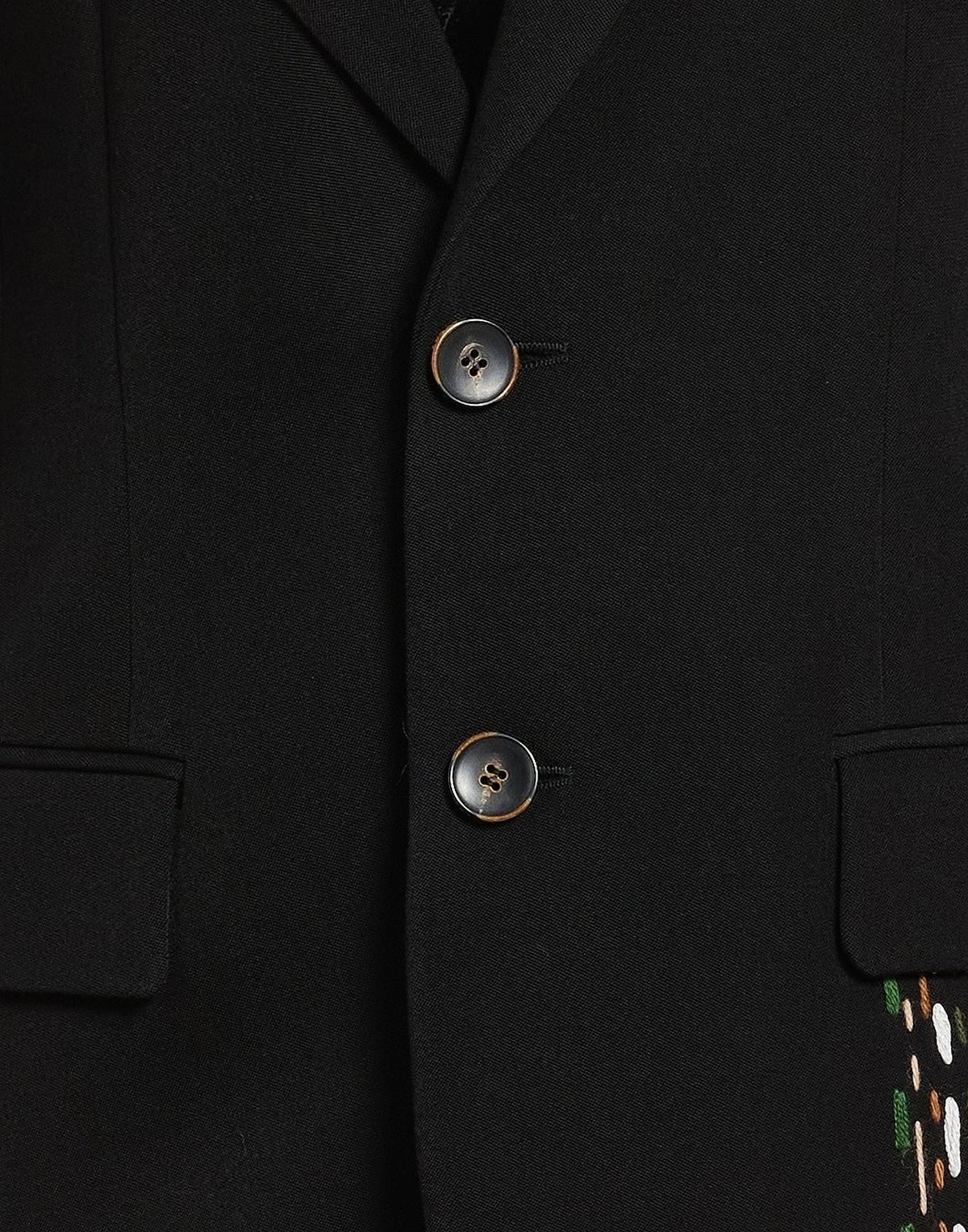 BLACK EMBROIDERED POCKET BLAZER