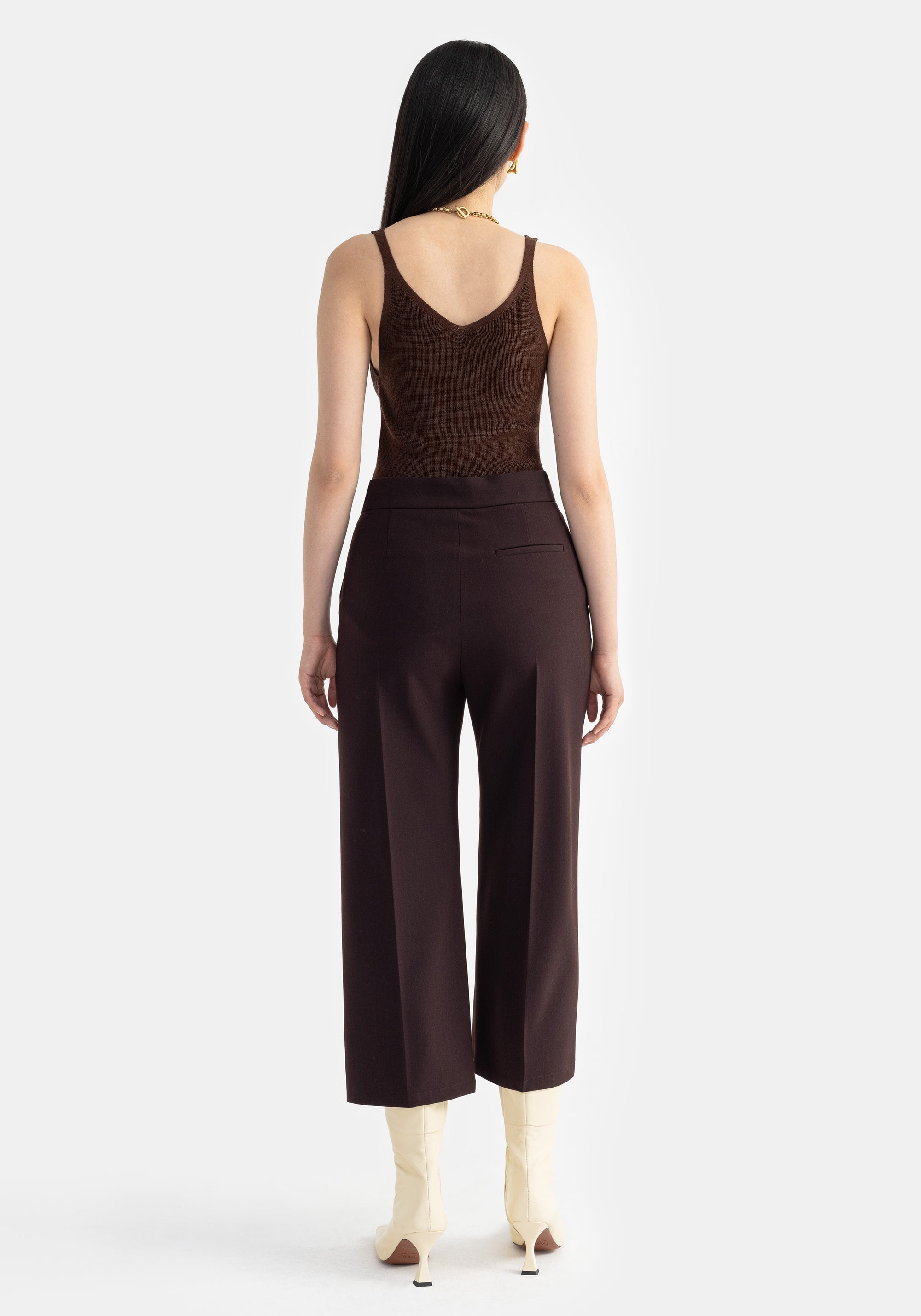 Founded trousers with fine stripes - Bordeaux