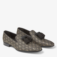 Foxley loafers in monogrammed JC lurex and leather - Black & Gold