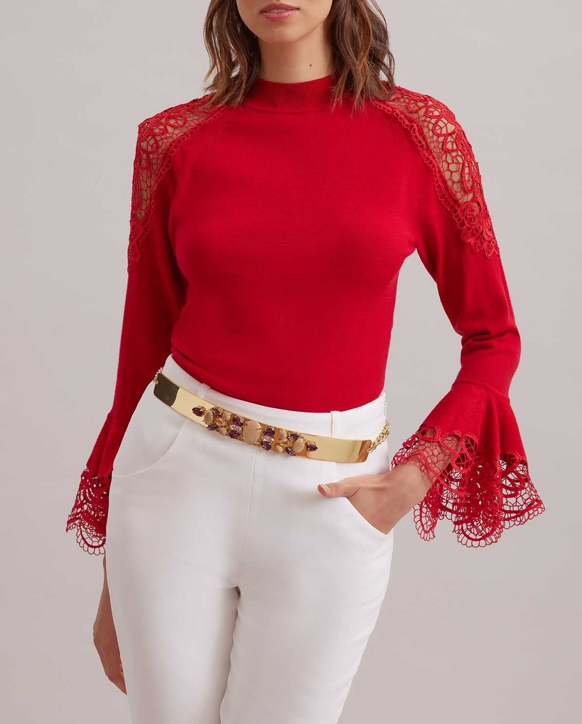 Pullover Fozia - Rouge tango