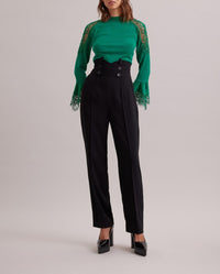 Pull Fozia en dentelle à manches longues - Mint