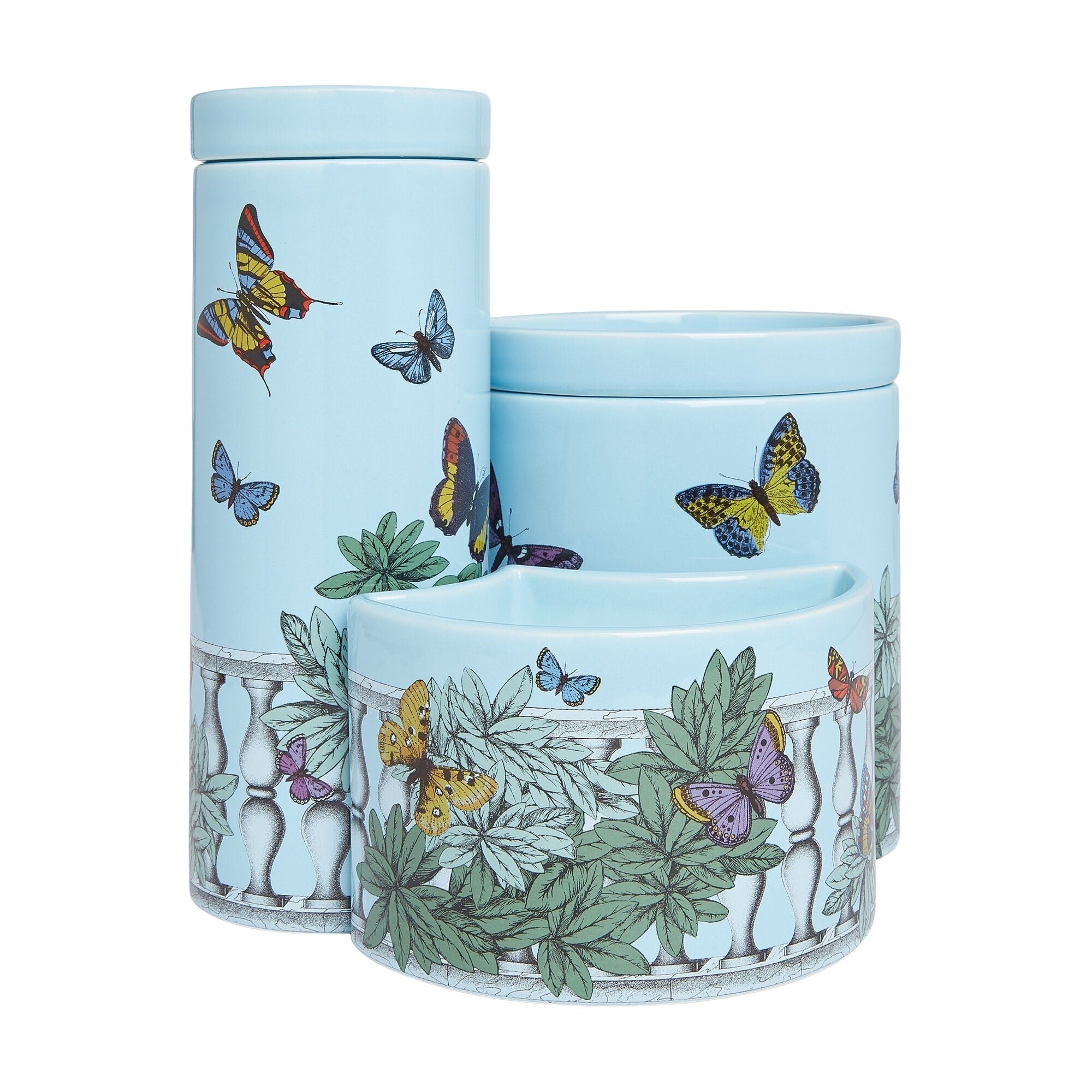 Triptych scented candle Farfalle in porcelain - Blue