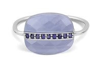 Aurora Ring in White Gold & Agate and Sapphire - Blue