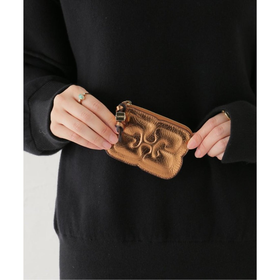 Portefeuille zippé Bou en cuir - Bronze