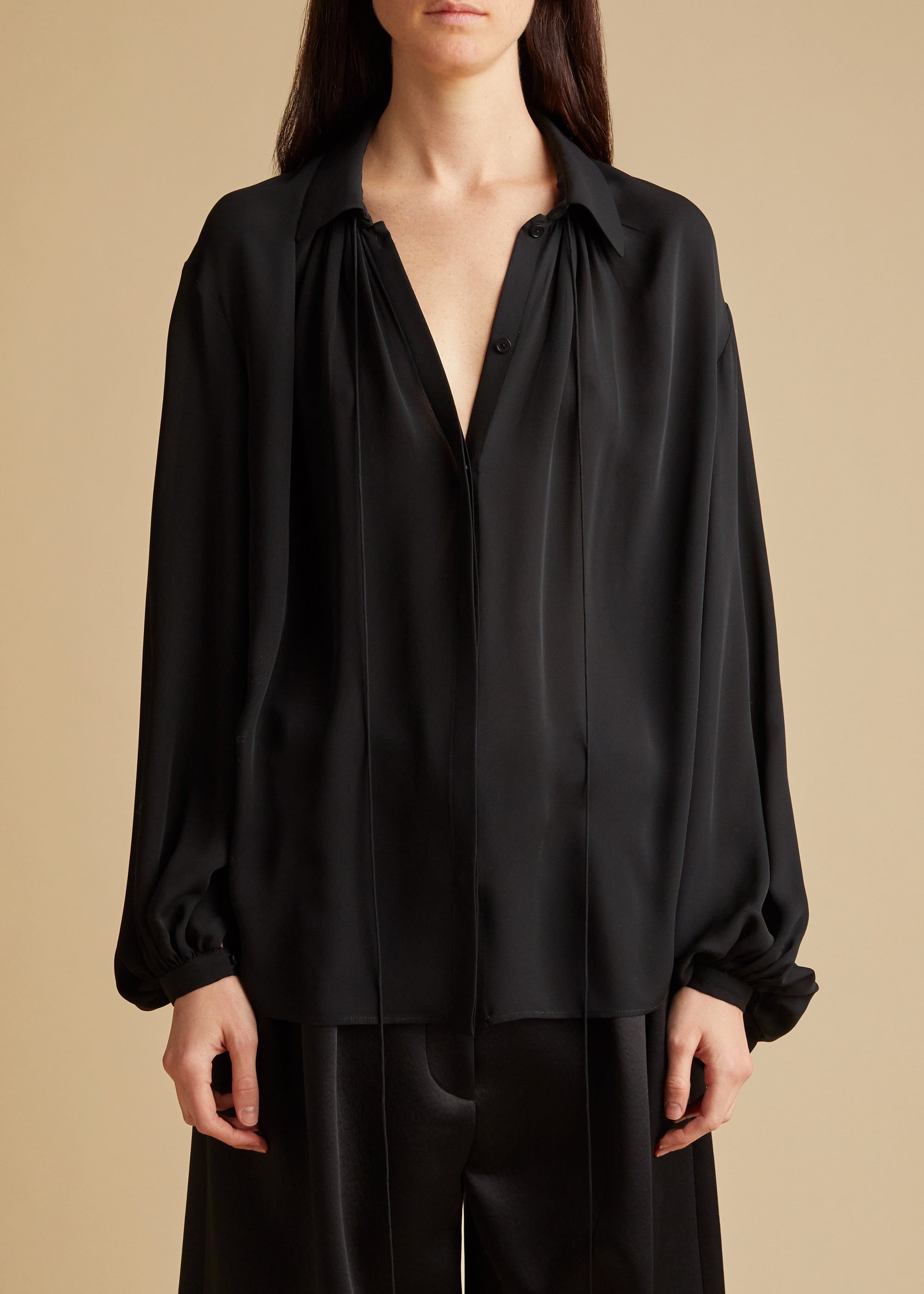 Frances top in silk - Black