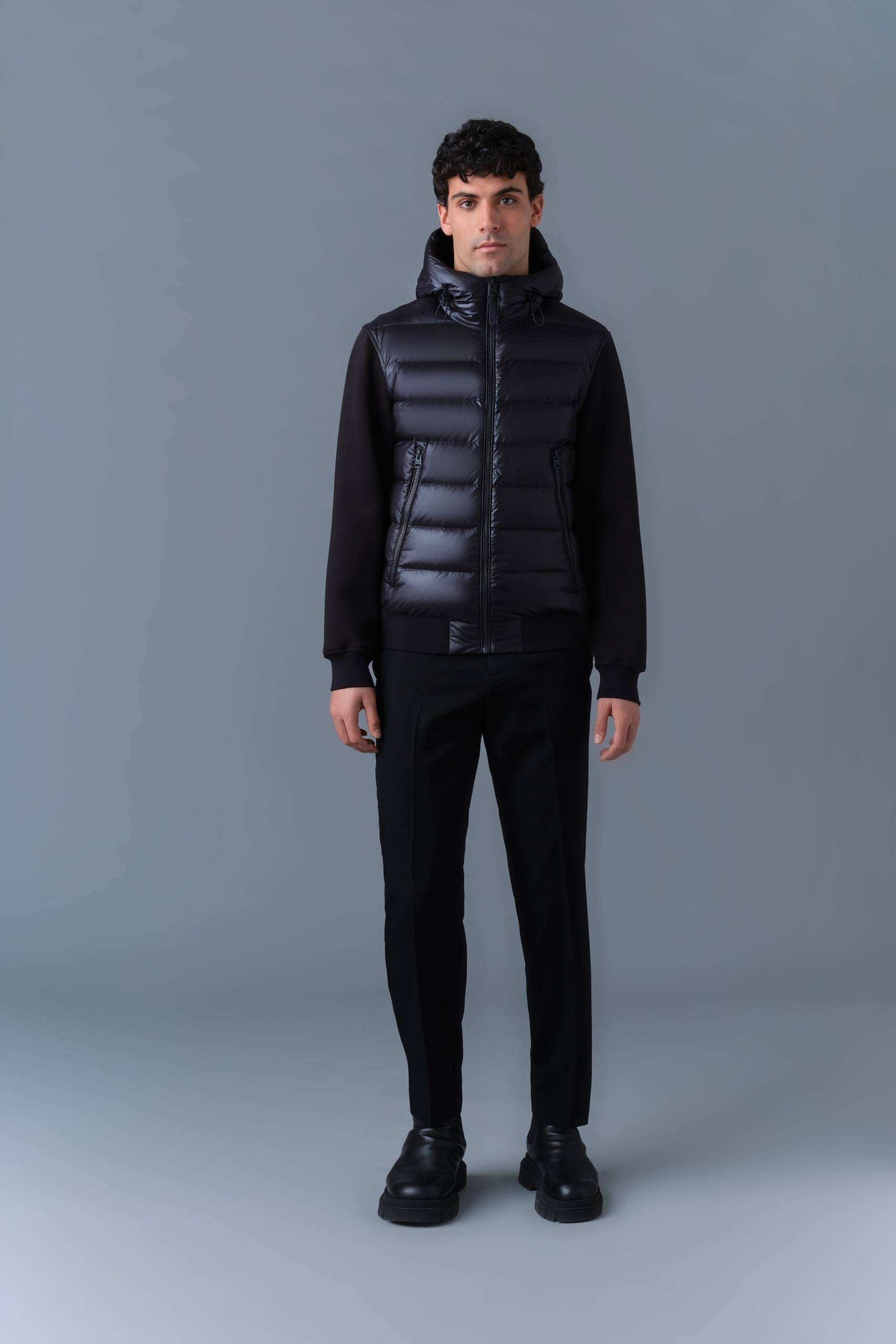 Black Men's Hooded Ready To Wear Jacket
