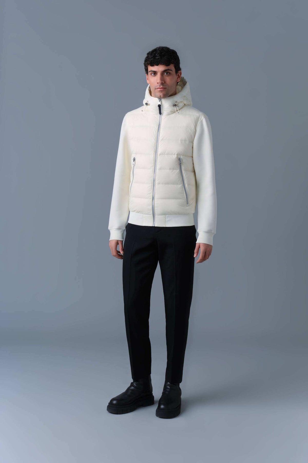 Cream Men's Hooded Ready To Wear Jacket