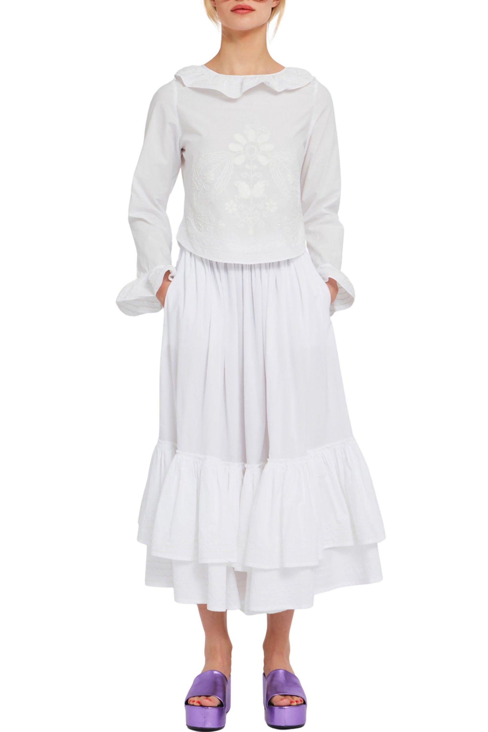Blouse Fred à col claudine - White