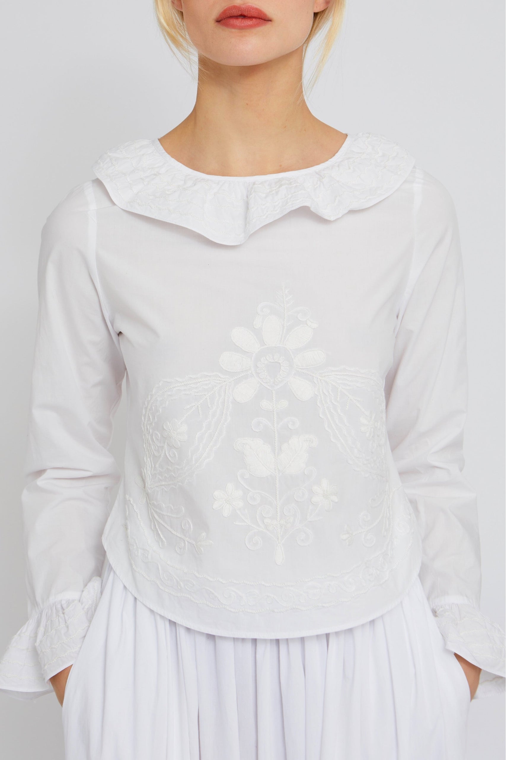 Blouse Fred à col claudine - White