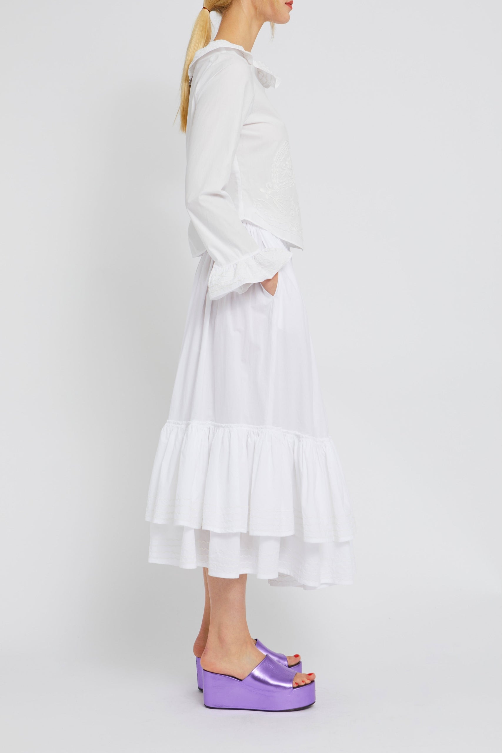 Blouse Fred à col claudine - White