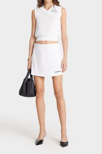 Serif Logo Terry Skirt - White & Navy