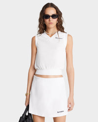 Serif Logo Terry Skirt - White & Navy