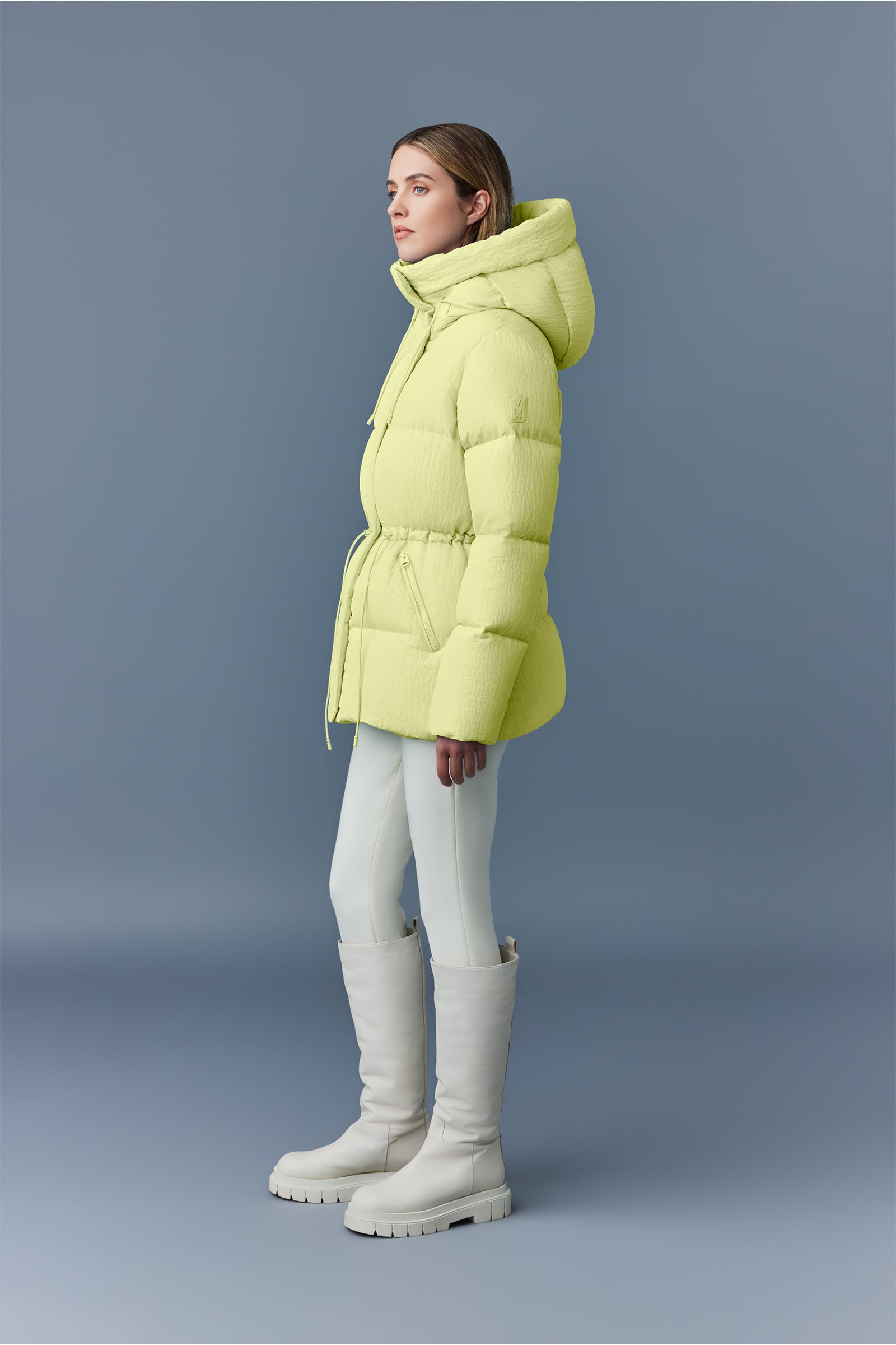 Doudoune courte Freya à capuche en duvet - Pale Lime