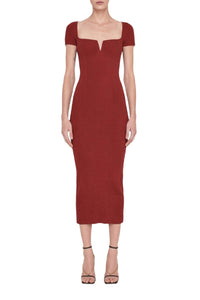 Robe midi Freya à manches courtes - Rust