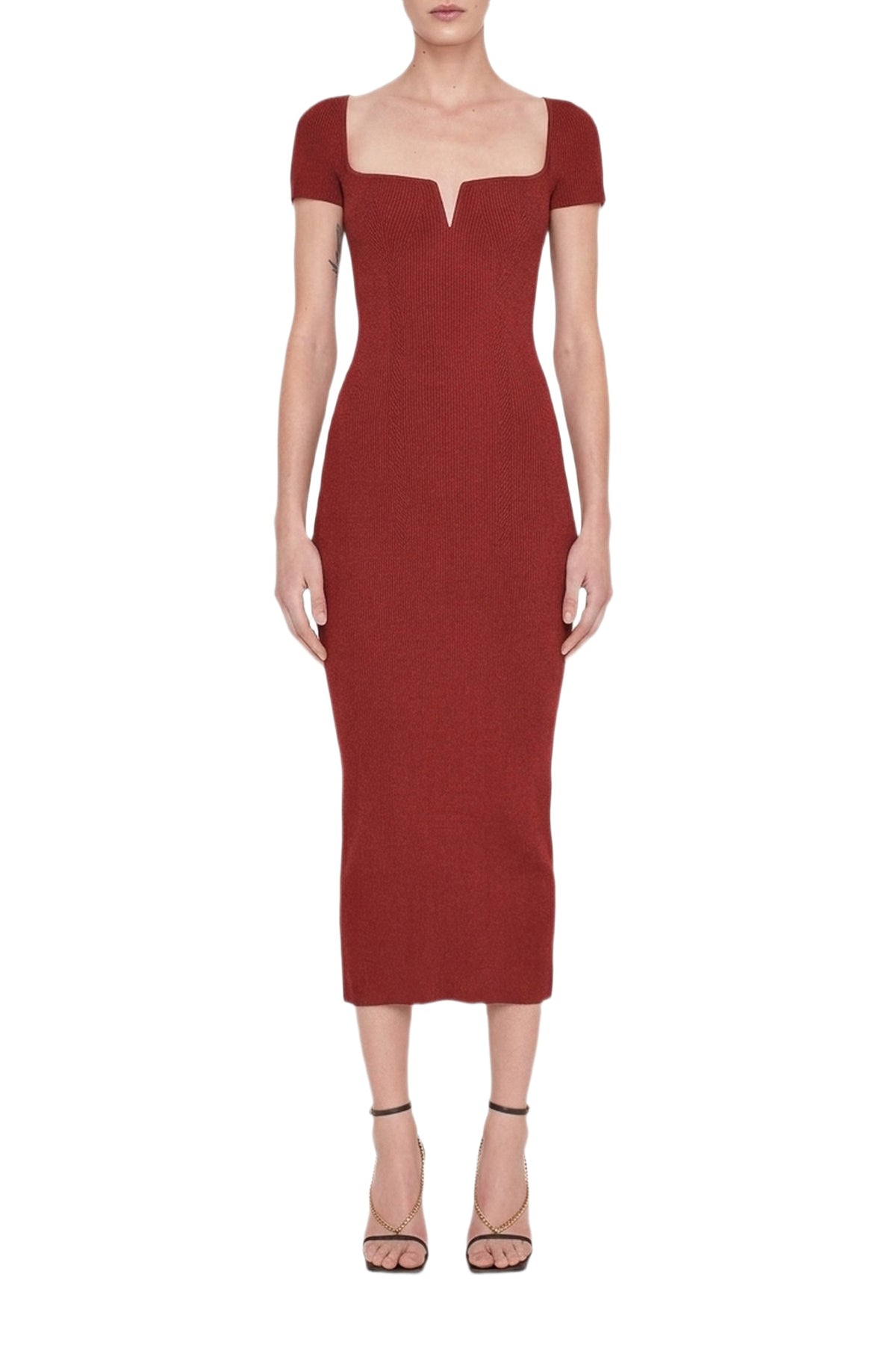 Robe midi Freya à manches courtes - Rust