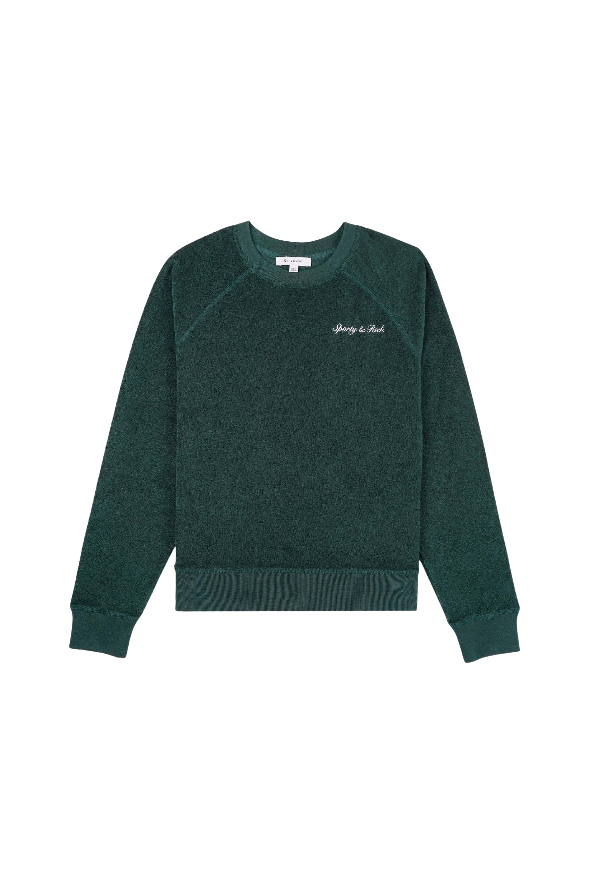 Sweatshirt à col rond en velours - Forest