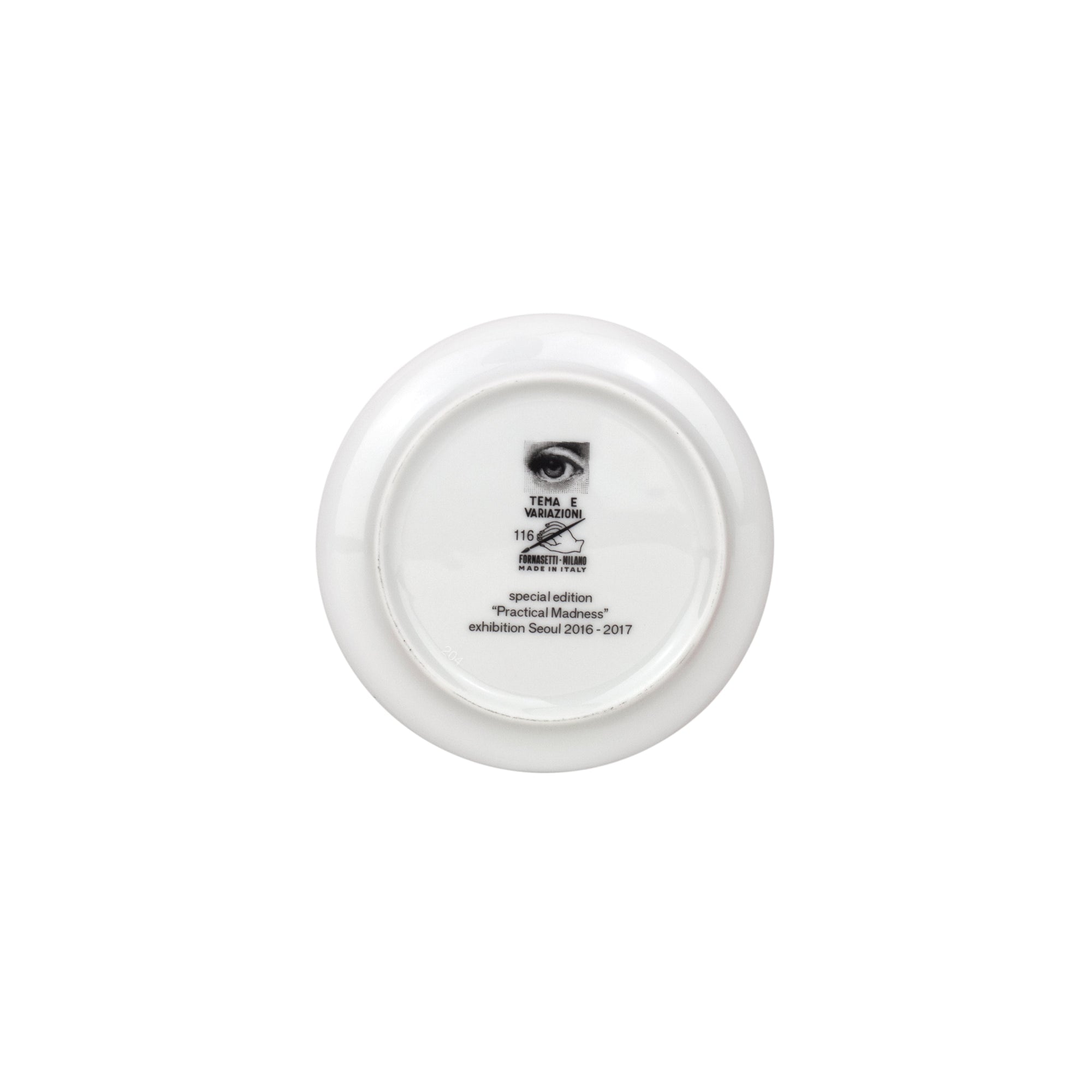 Tema e Variazioni n°116 porcelain coaster - Black & White