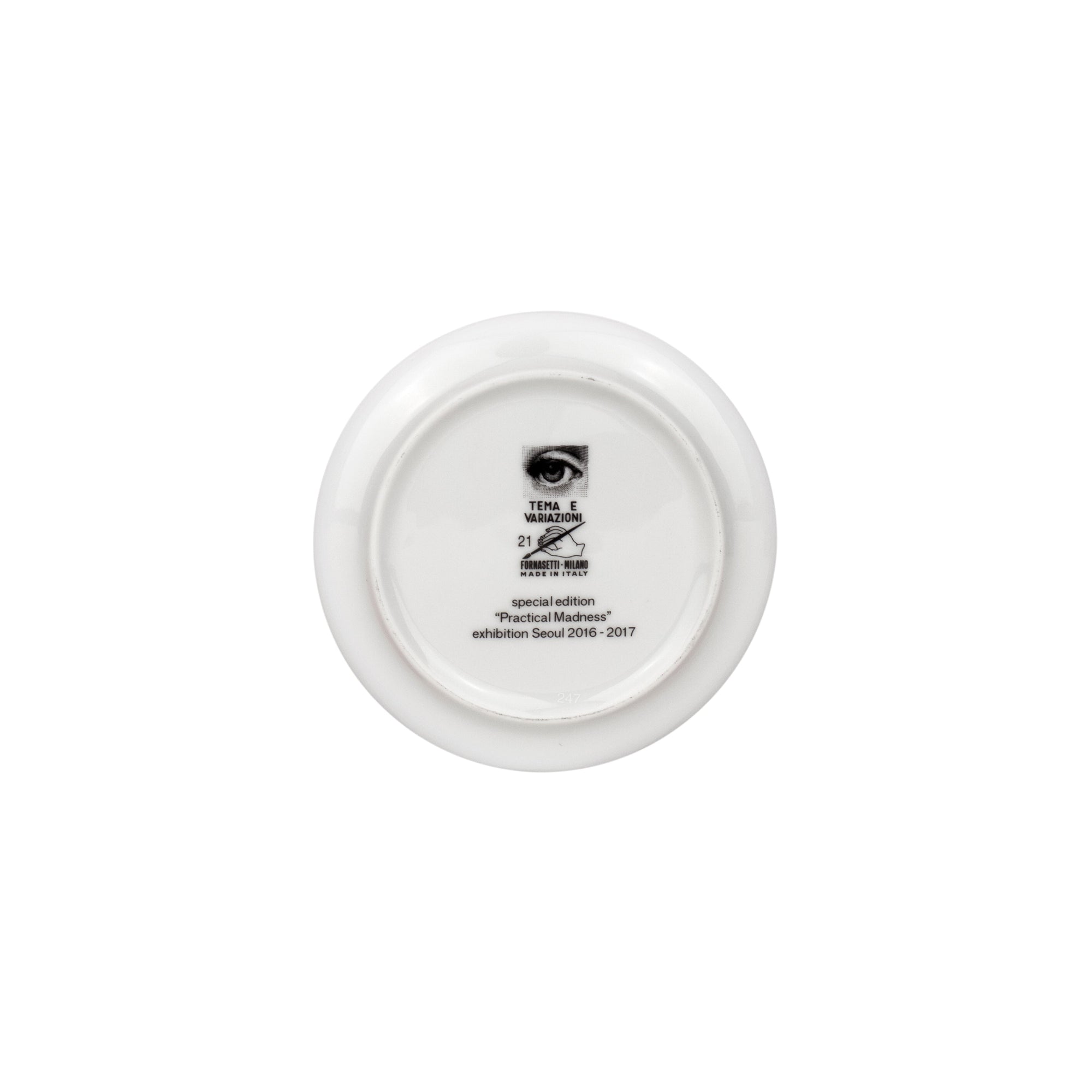 Tema e Variazioni n°21 porcelain coaster - Black & White