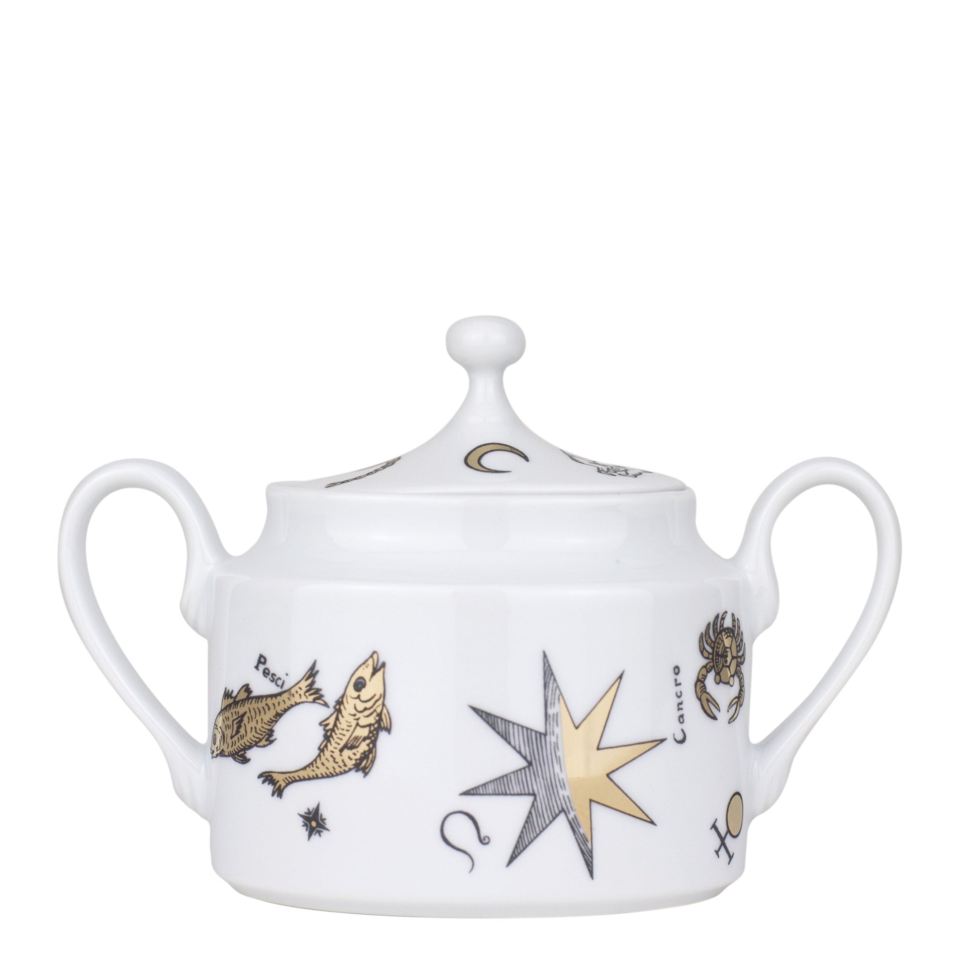 Astronomici sugar bowl in porcelain - Gold & Black & White