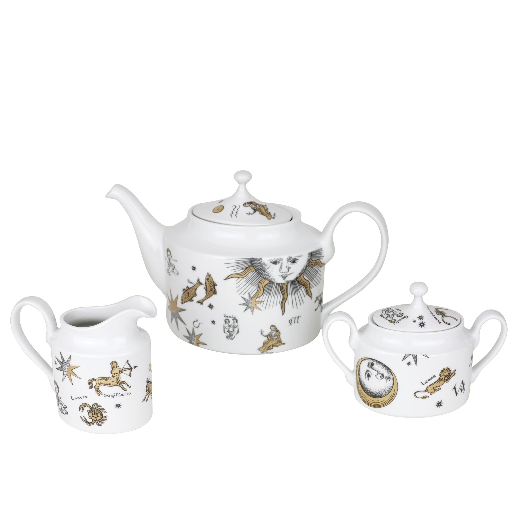 Astronomici sugar bowl in porcelain - Gold & Black & White