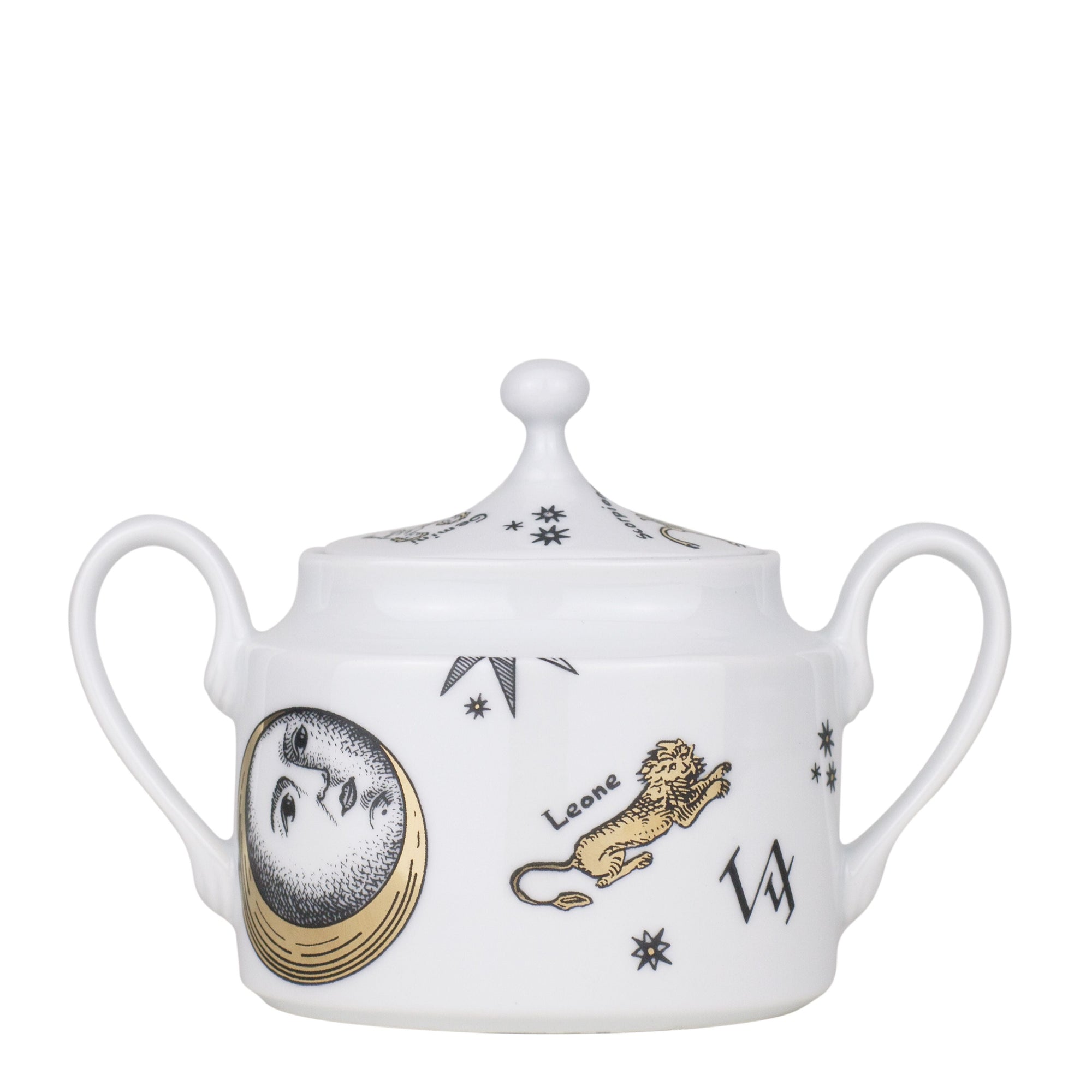 Astronomici sugar bowl in porcelain - Gold & Black & White