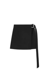 Jupe courte fendue en laine - Black & Chalk