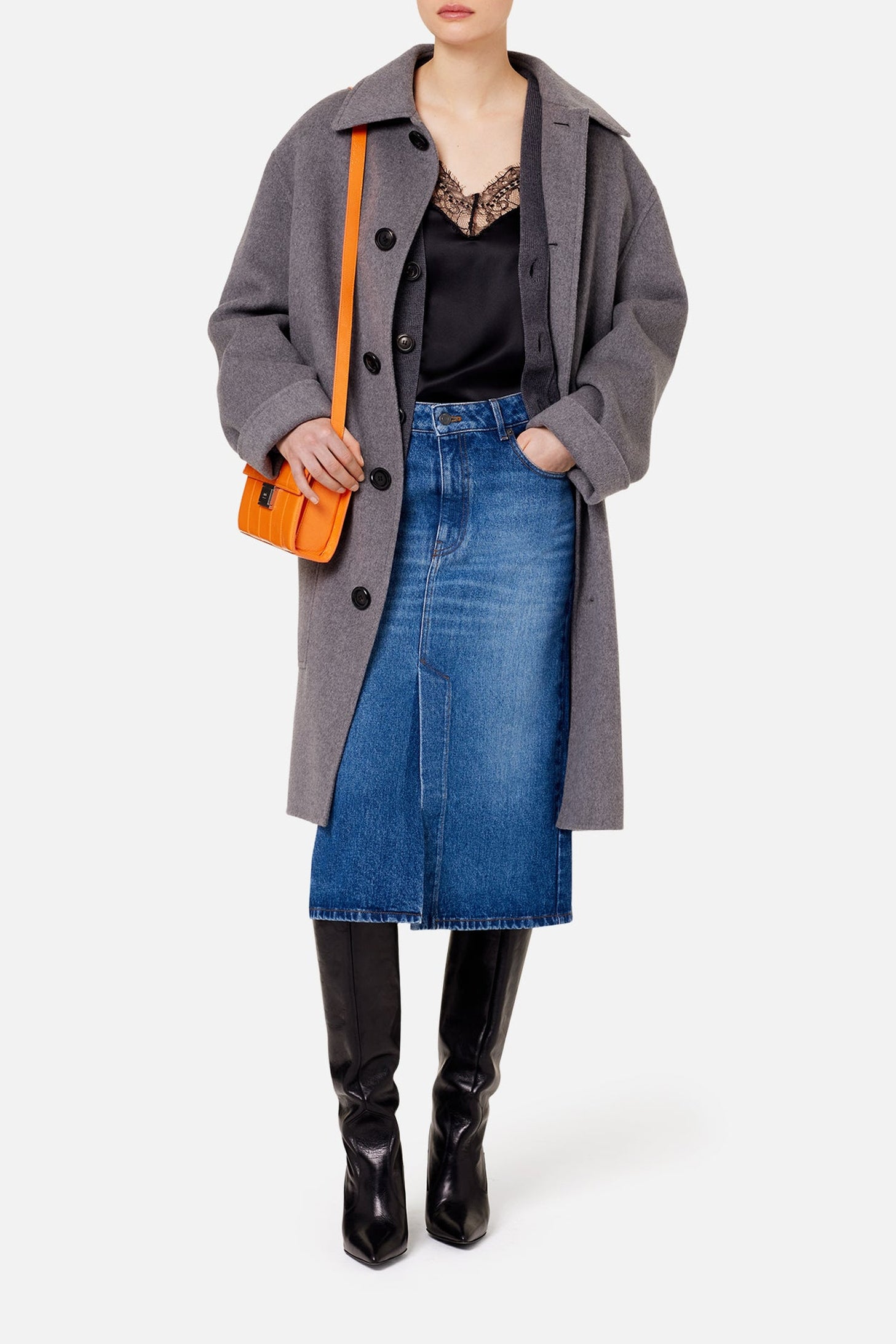 Jupe crayon en denim - Used Blue