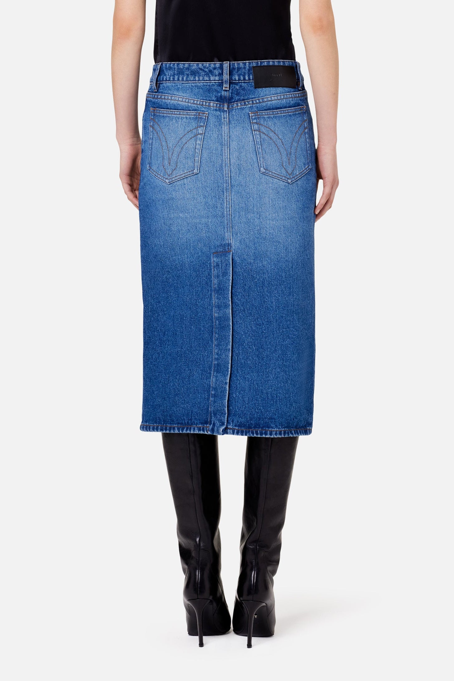 Jupe crayon en denim - Used Blue