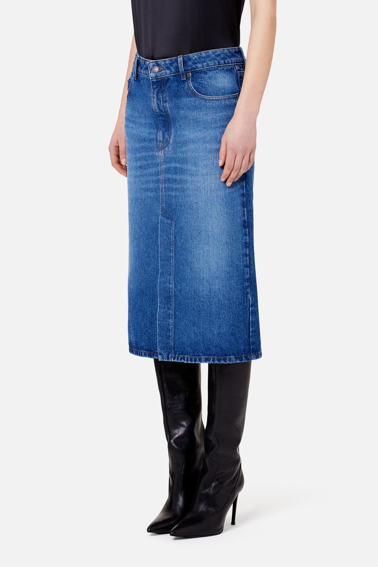 Jupe crayon en denim - Used Blue