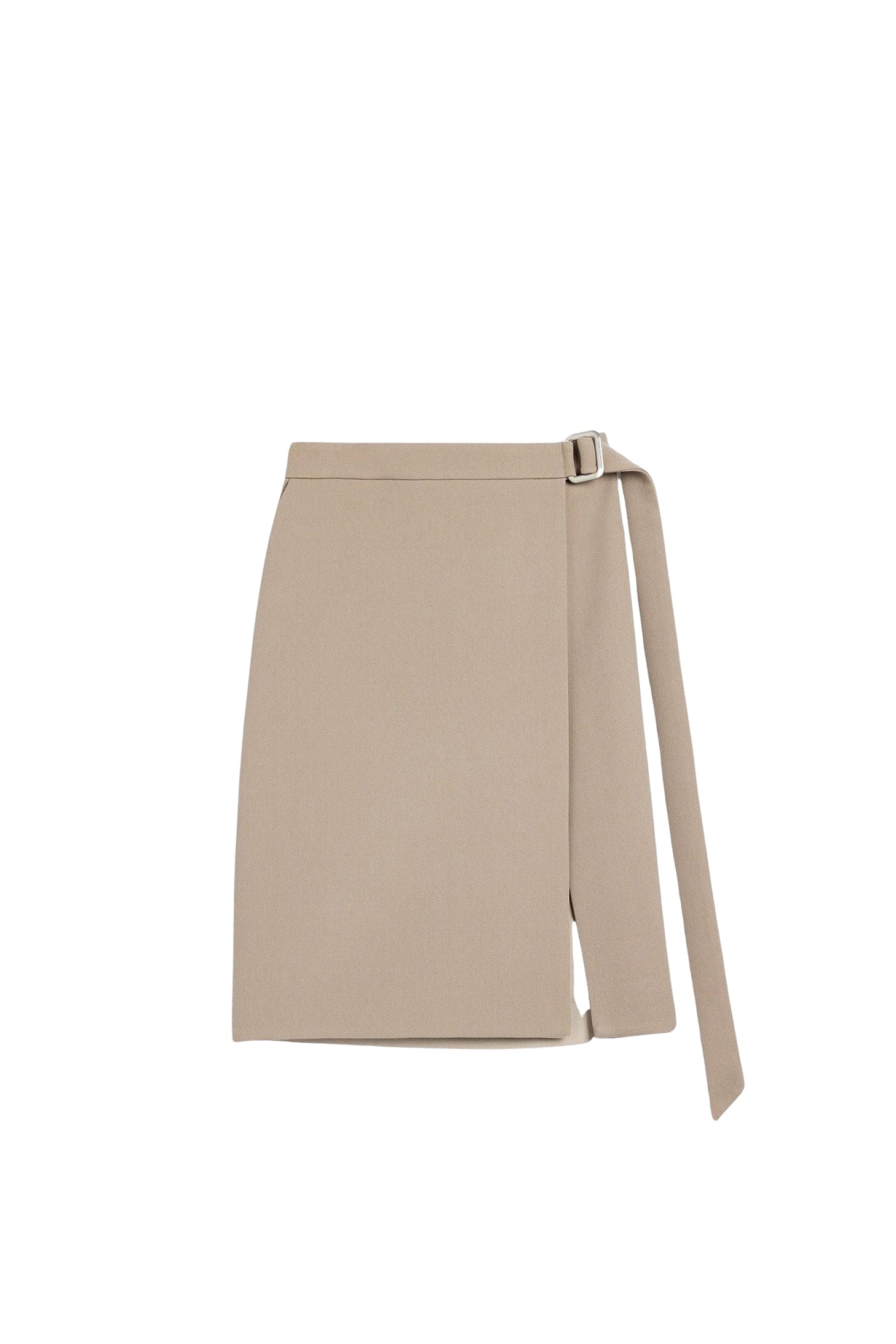 Jupe midi fendue en laine - Light Taupe & Beige