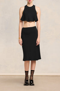 Jupe midi avec taille élastiquée - Black