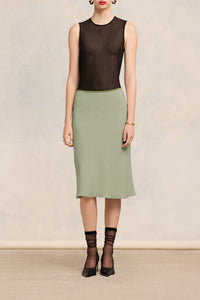 Jupe midi avec taille élastiquée - Sage