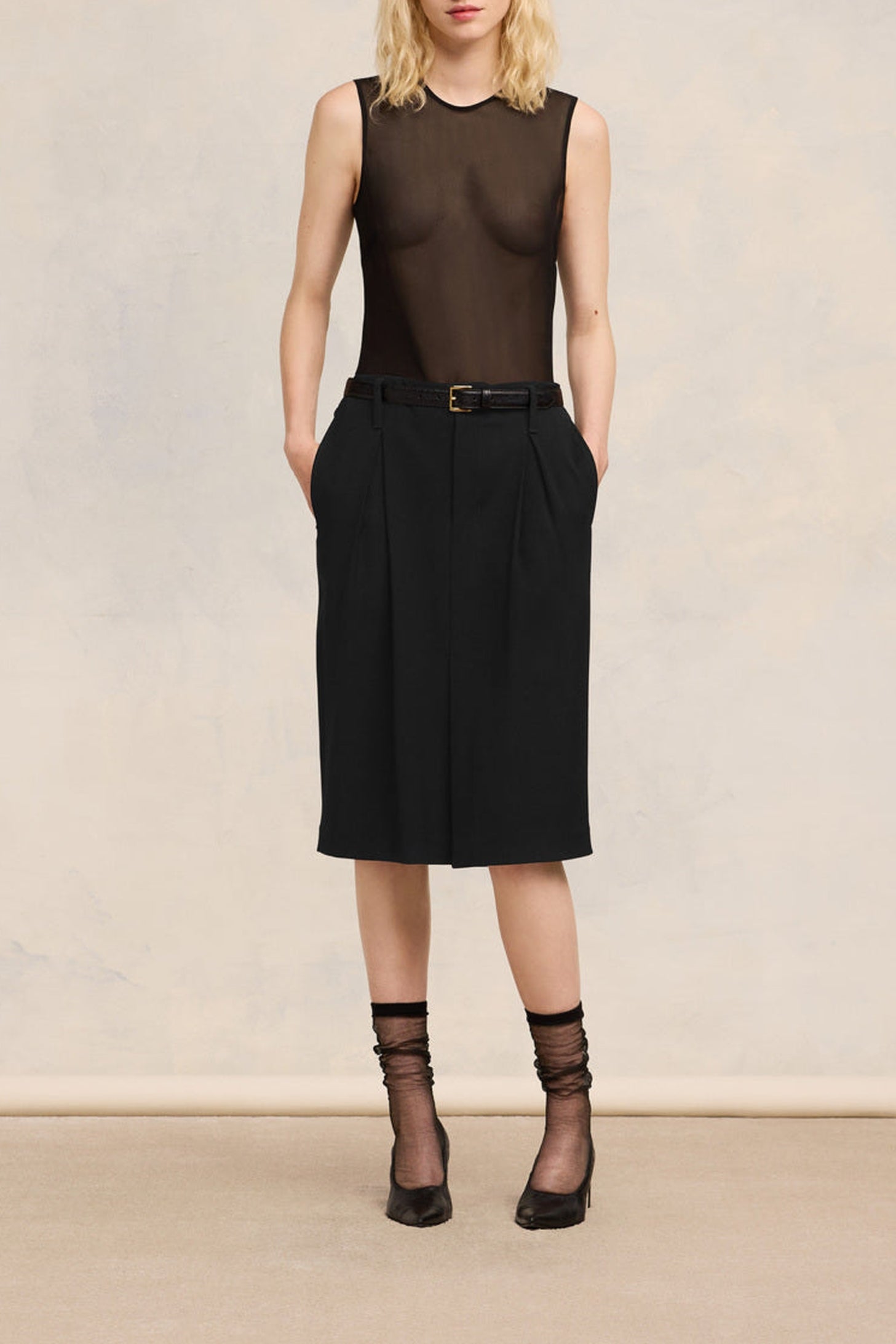 Jupe crayon en laine - Black