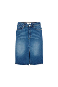 Jupe crayon en denim délavé - Used Blue