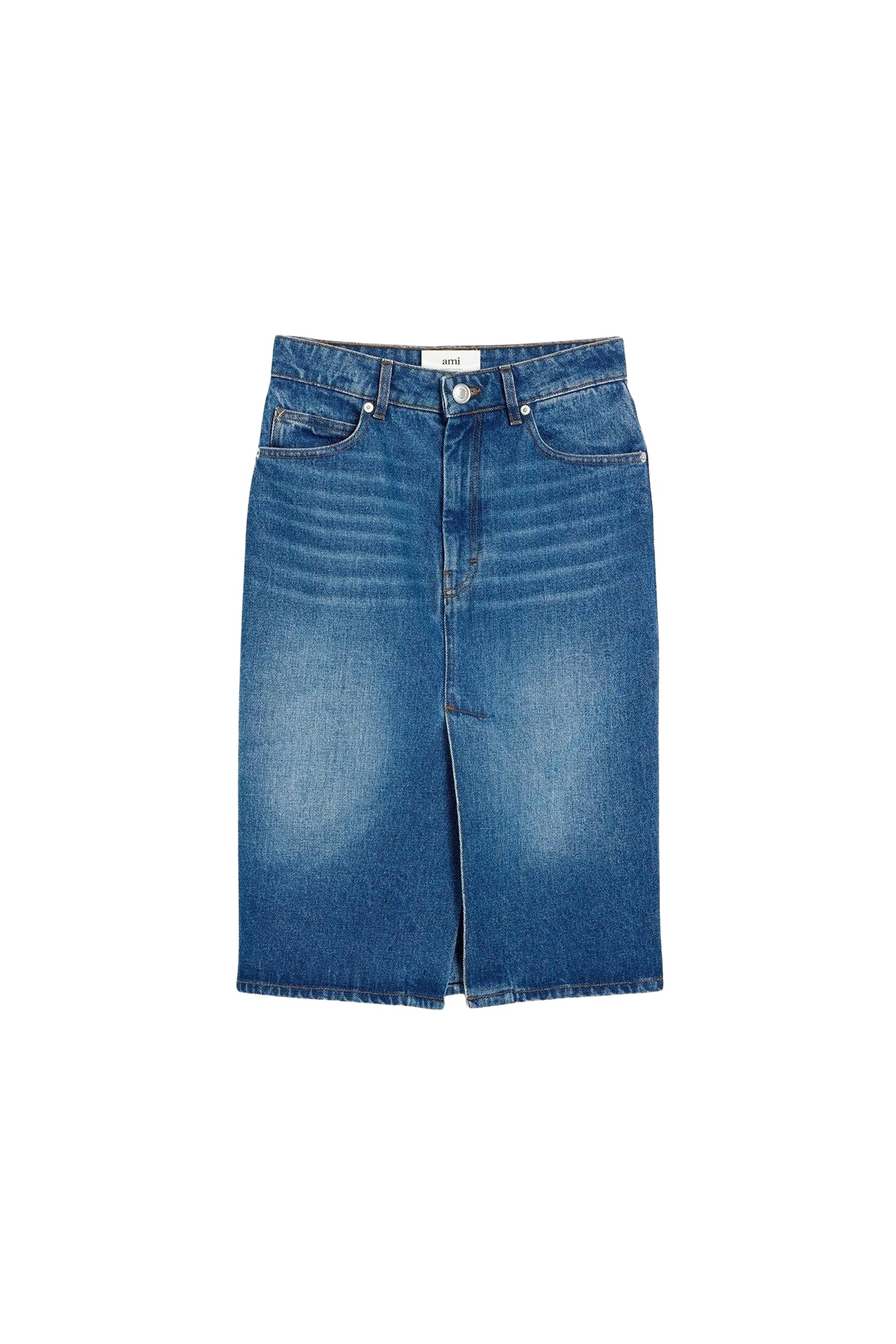 Jupe crayon en denim délavé - Used Blue