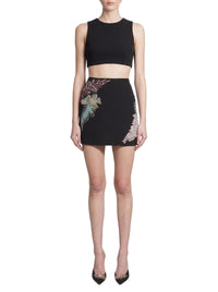 Jupe courte motif fleuri à sequins - Black & Multicolor