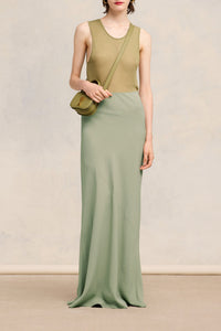 Jupe longue avec découpe en biais - Sage