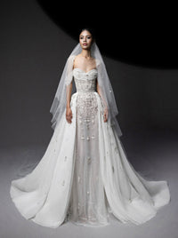 Surjupe brodée en tulle - Whisper White