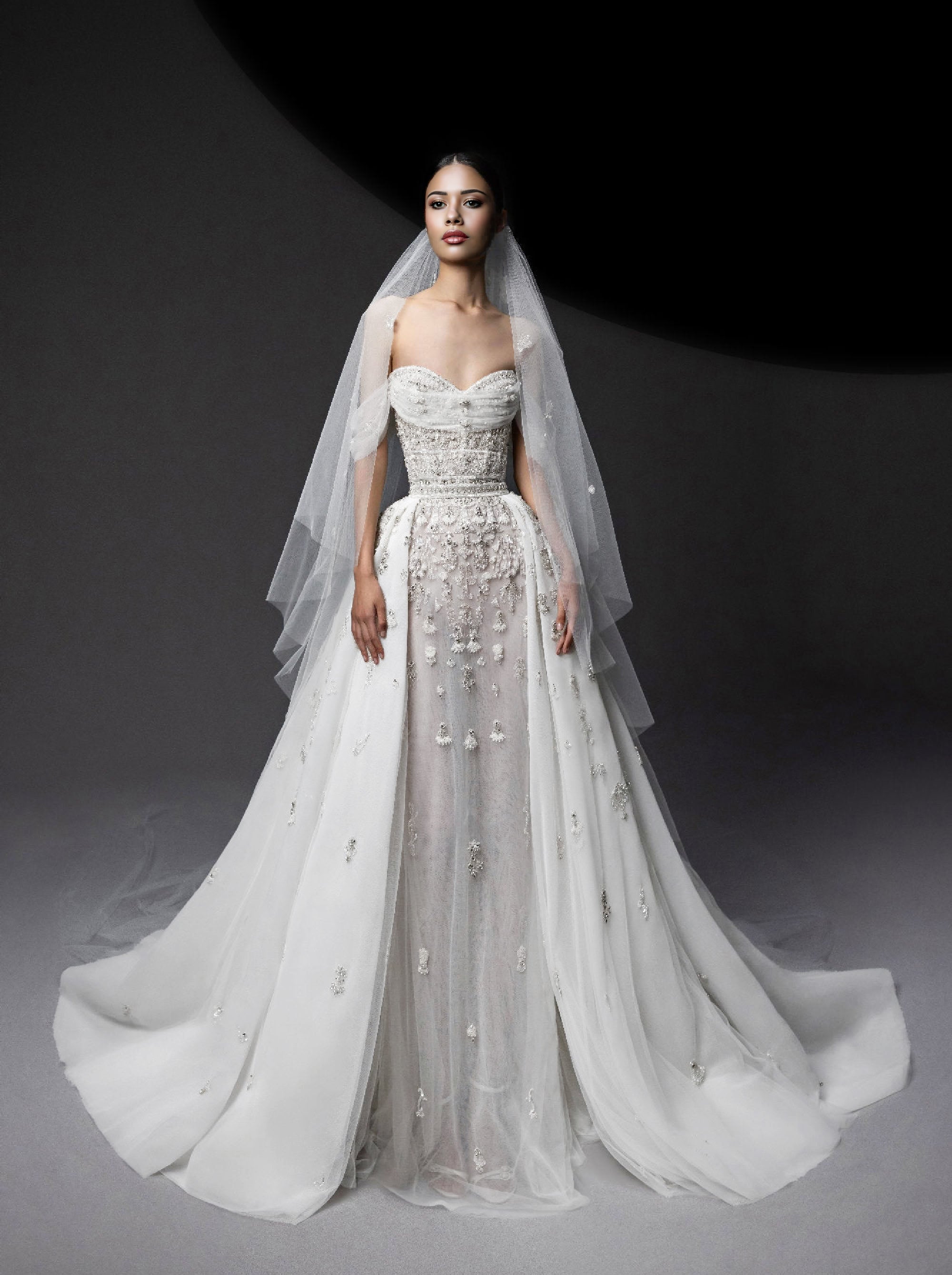 Surjupe brodée en tulle - Whisper White