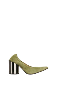 90 Pointed-toe suede pumps - Olive