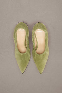 90 Pointed-toe suede pumps - Olive